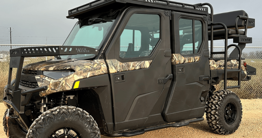 a customized Polaris Ranger in the shop due to ongoing clutch issues