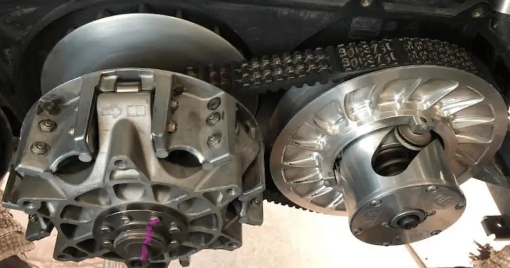 Example of a clutch & drive belt assembly that has been replaced on a Can Am Defender