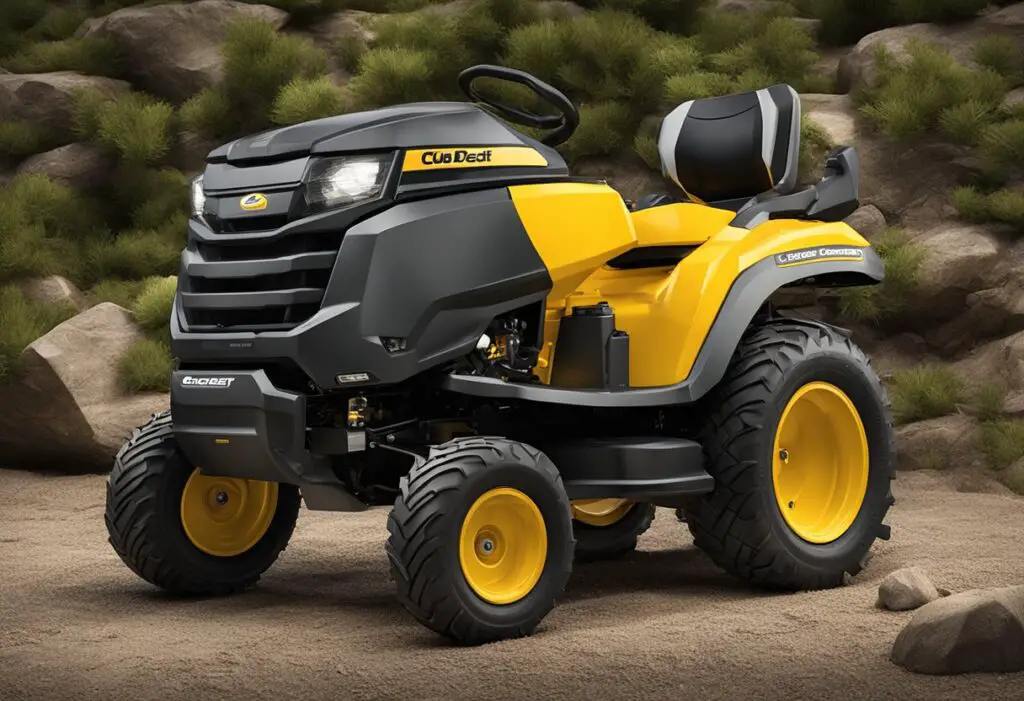 The cub cadet challenger 750's transmission and engine components are displayed, highlighting the clutch assembly for detailed analysis