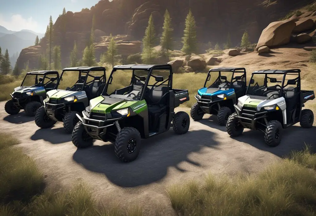 A lineup of Polaris Ranger models, with clear labels indicating the years to avoid