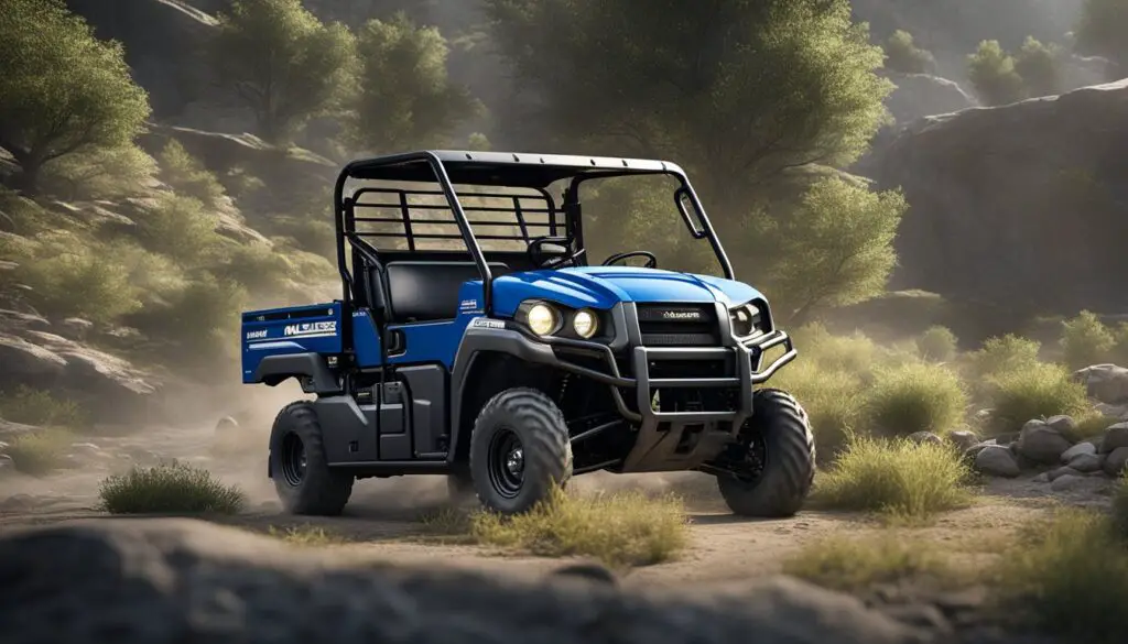 The Kawasaki Mule sits idly with a fuel pump issue, the engine sputtering and the ignition failing to start