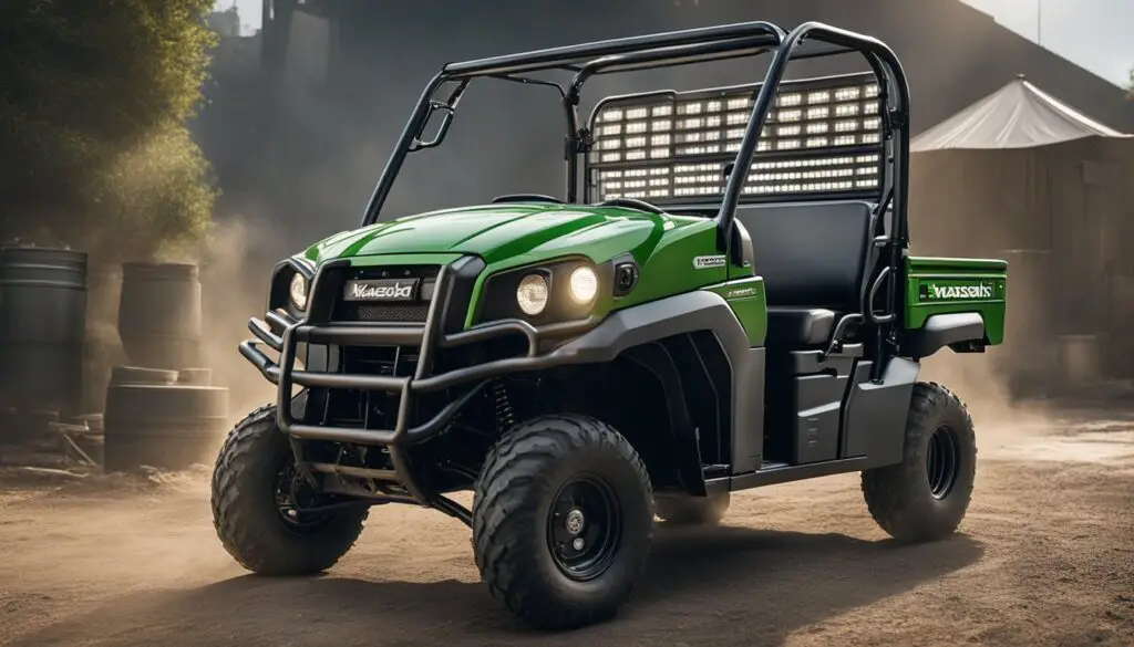 The Kawasaki Mule 2510's electrical components malfunctioning, emitting sparks and smoke