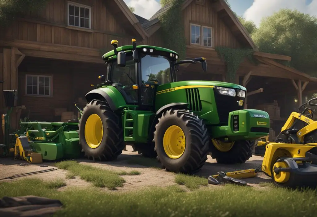 The John Deere X370 sits idle, surrounded by a collection of tools and parts. A cloud of frustration hangs in the air as the owner attempts to diagnose and solve its problems