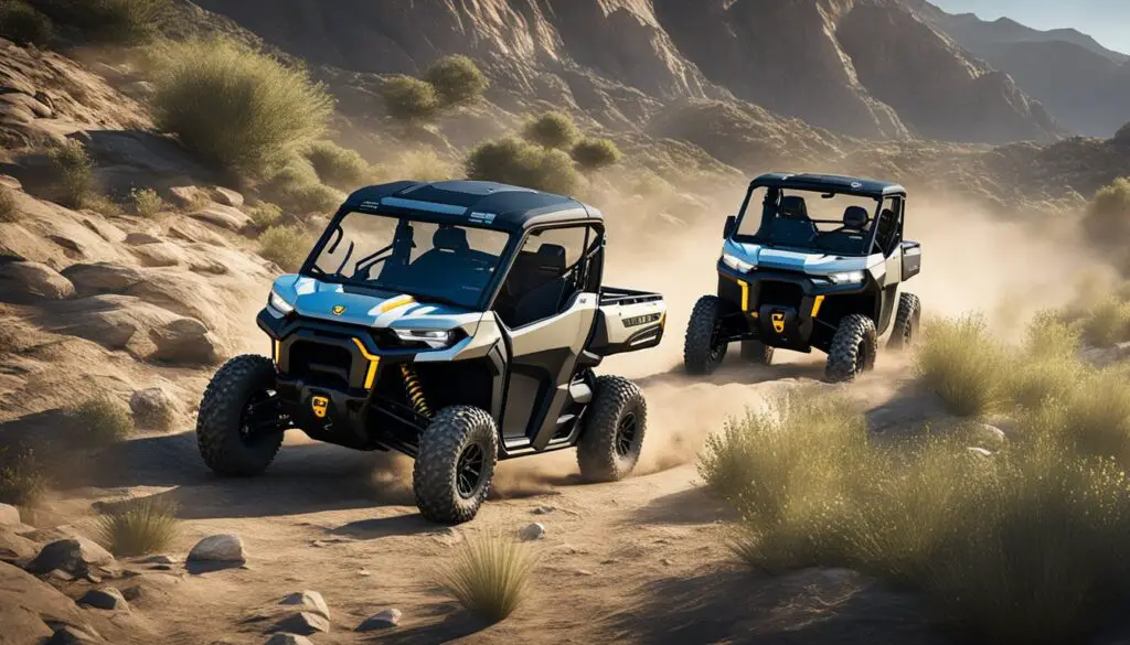The Can-Am Defender HD9 and HD10 navigate rugged terrain with ease, showcasing their impressive handling and off-road capabilities