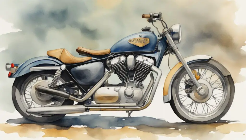 Illustration of a timeline with a vintage motorcycle representing the best and a broken-down motorcycle representing the worst sportster years