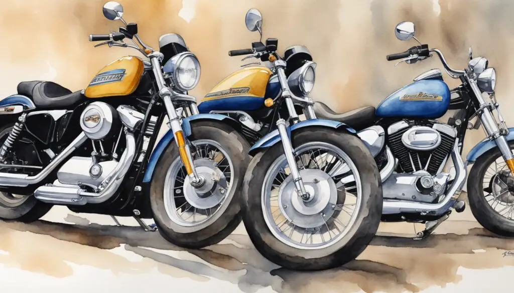A lineup of Sportster motorcycles from various years, showcasing their best and worst features