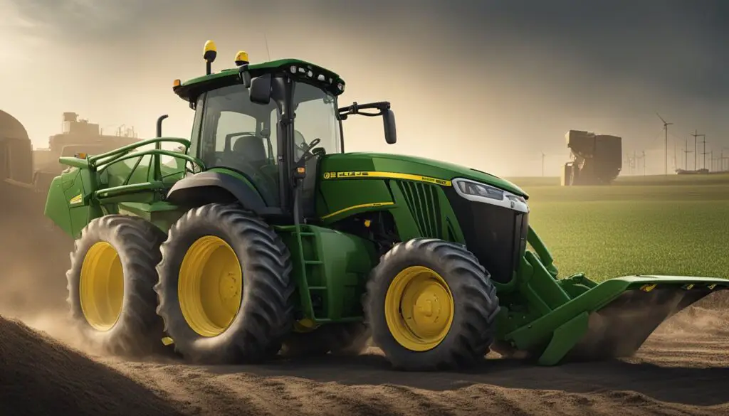 An operator sits comfortably in a John Deere S120, surrounded by safety features and ergonomic design for a smooth and secure operation