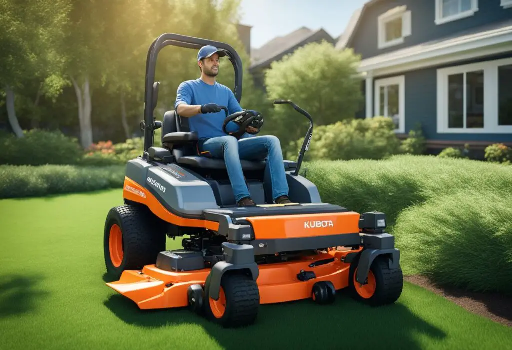 The Kubota GR2120 efficiently cuts and mows a lush green lawn without any problems