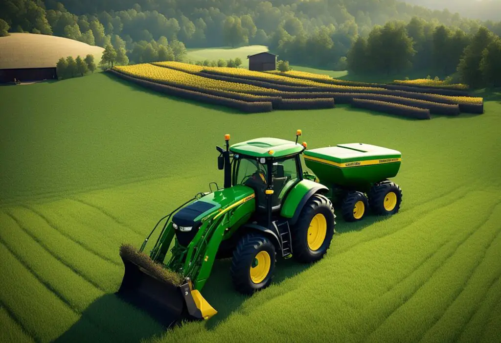 Two tractors side by side, labeled "John Deere D Series" and "S Series." The D Series has a lower price tag, while the S Series boasts advanced features and higher value