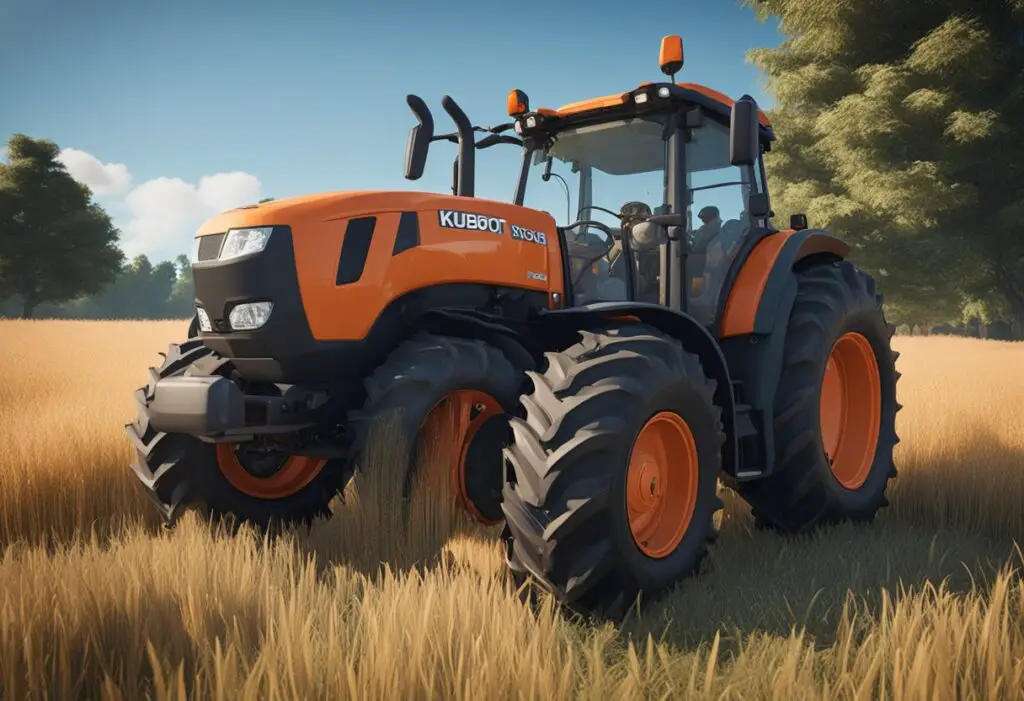 The Kubota L3901 tractor sits in a field, surrounded by tall grass and a clear blue sky. Its powerful engine hums softly as it awaits its next task