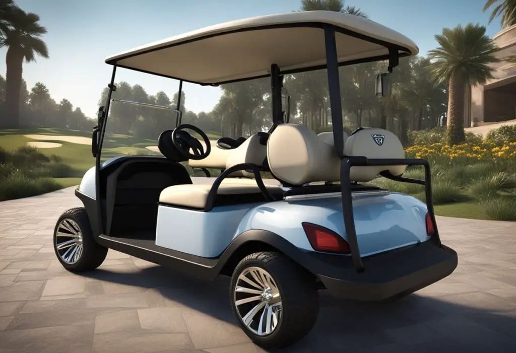A group of designers modify a Club Car and an EZGO, adding custom features and personalized touches to each golf cart