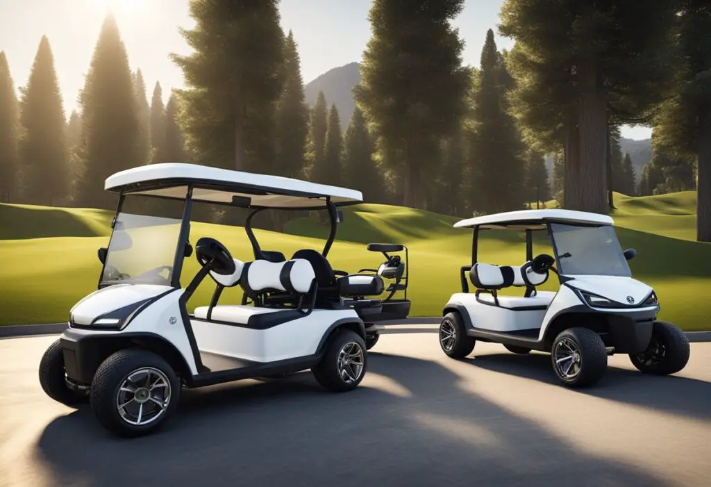 Evolution Golf Carts, showcasing various models and features, produced by the company