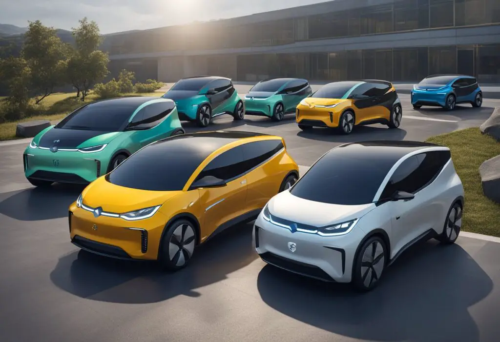A lineup of Star EV models, with the Star EV and EZ Go logos prominently displayed
