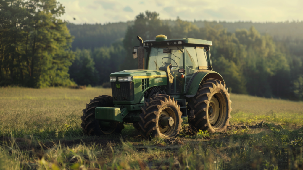 John Deere 755 tractor with a clogged air filter, dirty spark plugs, and low oil levels. Including a mechanic troubleshooting and performing maintenance tasks.