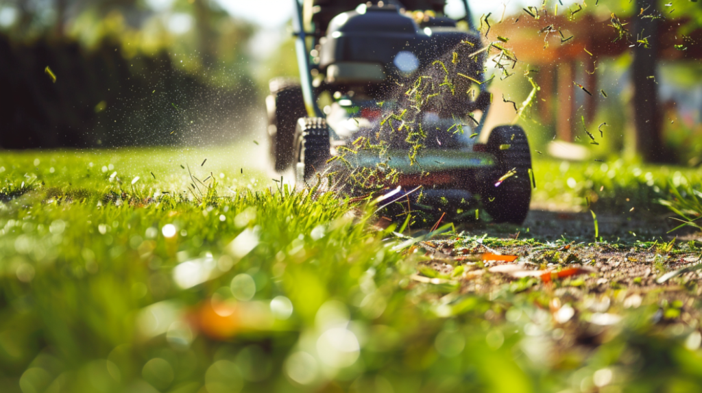  lawnmower with a dull blade, uneven grass cutting, and patches of uncut grass. Focuses on the loss of cutting quality due to John Deere Easy Change problems for a troubleshooting guide