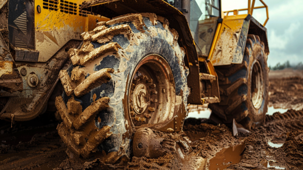 John Deere 250 Skid Steer with a leaking hydraulic hose, a cracked radiator, and a clogged air filter, highlighting common mechanical problems. 